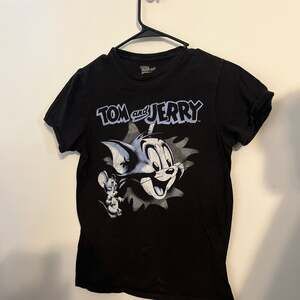 Tom and Jerry Graphic Print Black Cartoon T-Shirt